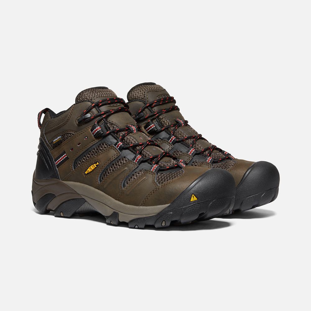 Keen Trekking Bot Erkek Kahverengi - Lansing Mid Waterproof (Steel Toe) - Türkiye VCJQ43527